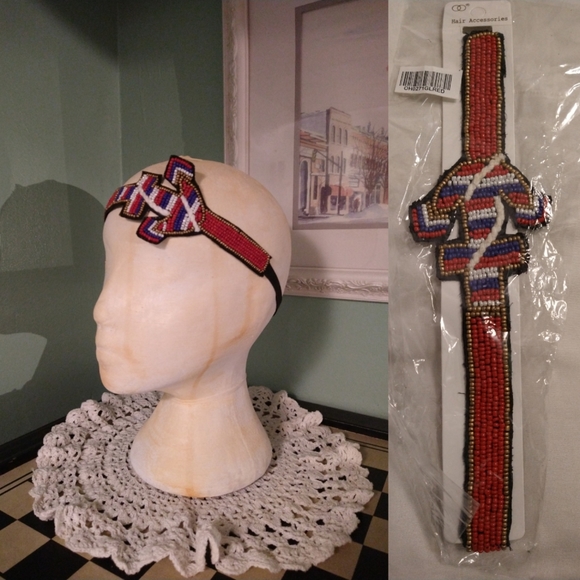 Beaded boho stretchy headband NWT - Picture 1 of 14